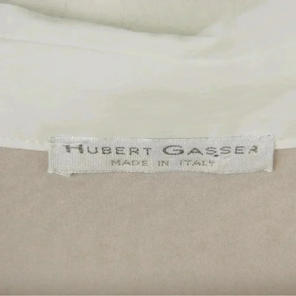 Hubert Gasser Bush Taupe Cream Short Sleeve Shirt Midi Dress - Picture 5 of 5